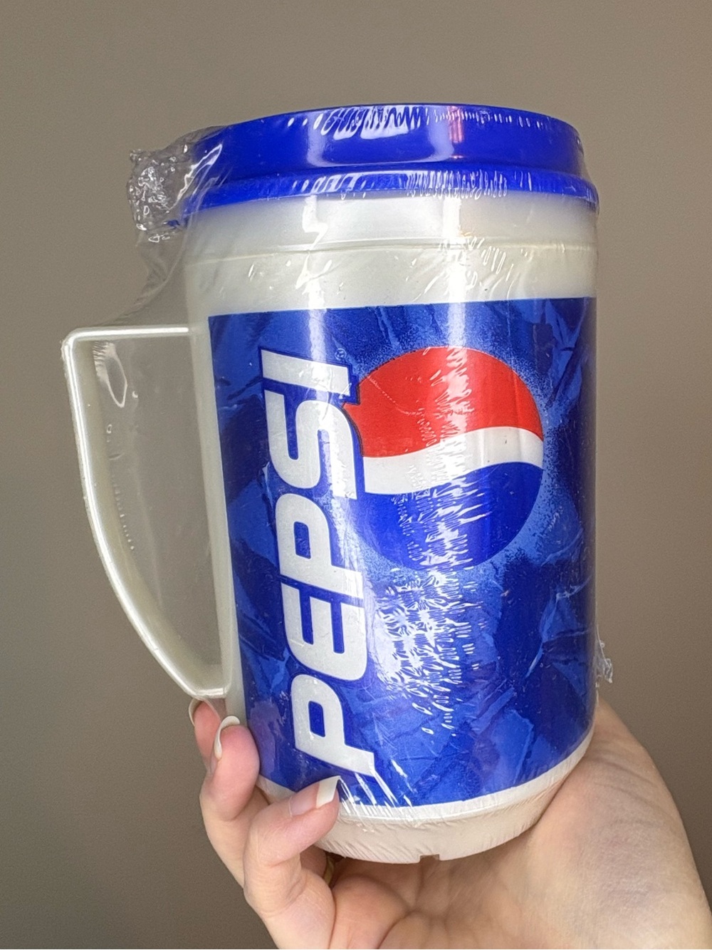 Vintage Y2K Pepsi Blue Plastid Insulated Travel Mug with Handle New Sealed